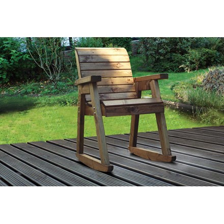 Charles Taylor Wooden Garden Rocking Chair with Grey Cushion and Fitted Cover