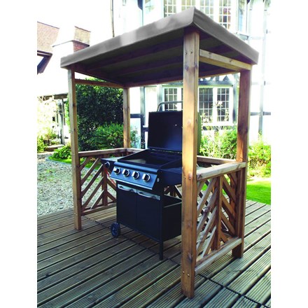 Charles Taylor Wooden Garden Dorchester BBQ Shelter with Grey Roof Covering