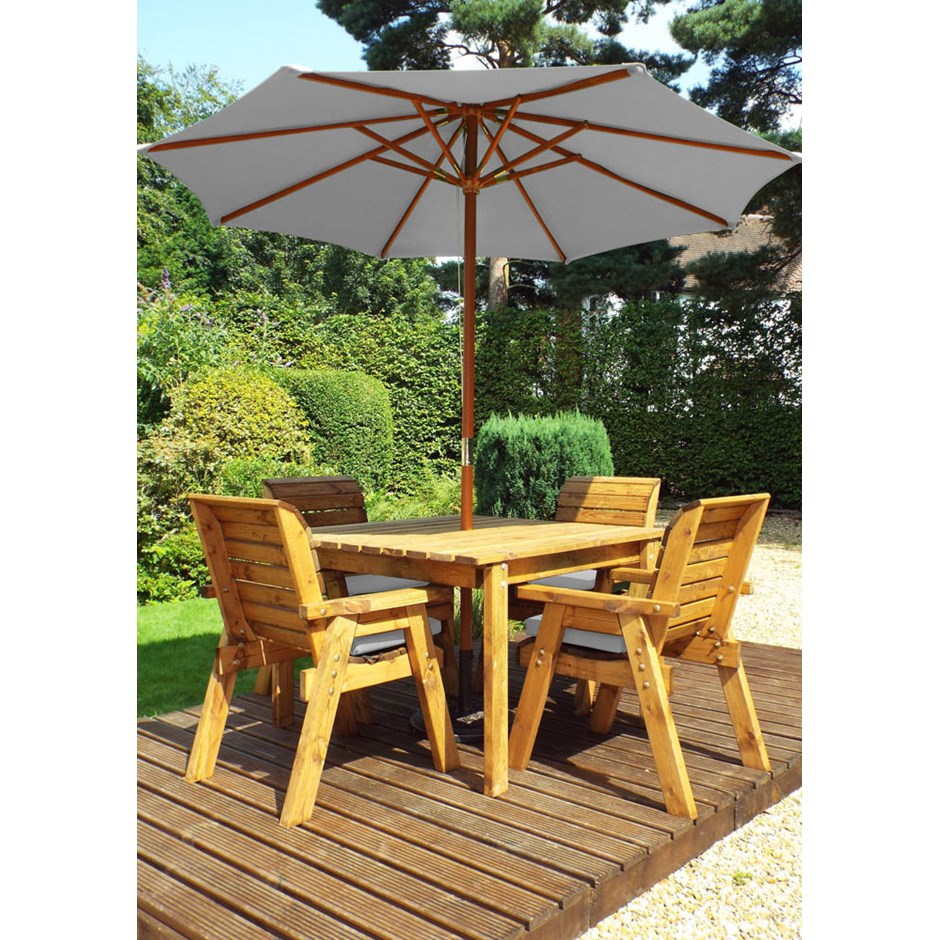 Wooden Four Seater Square Table & Chair Set