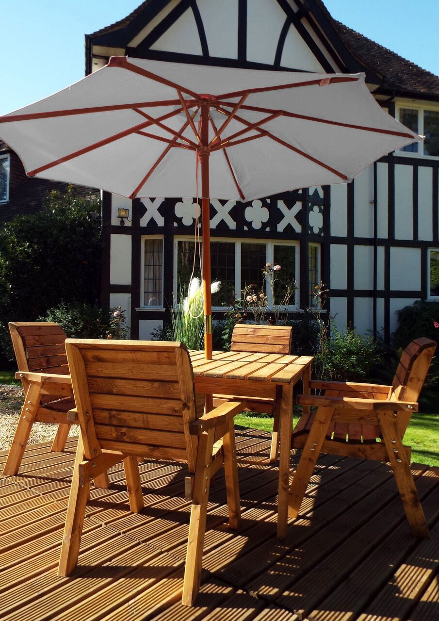 Wooden Four Seater Square Table & Chair Set