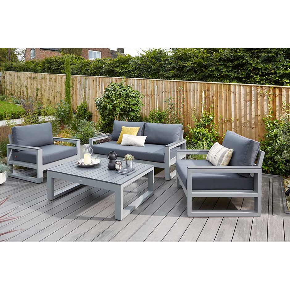 Mallorca Weatherproof Lounge Set with Coffee Table in Grey by Norfolk Leisure