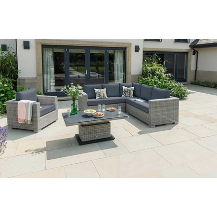 Aya Weatherproof Corner Sofa Set with Coffee Table in Grey by Norfolk Leisure