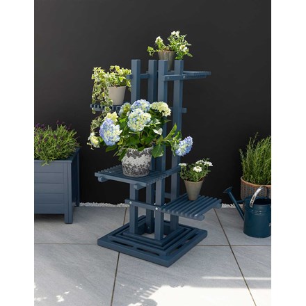 Galaxy Wooden Blue Plant Stand with 4 Shelves by Norfolk Leisure