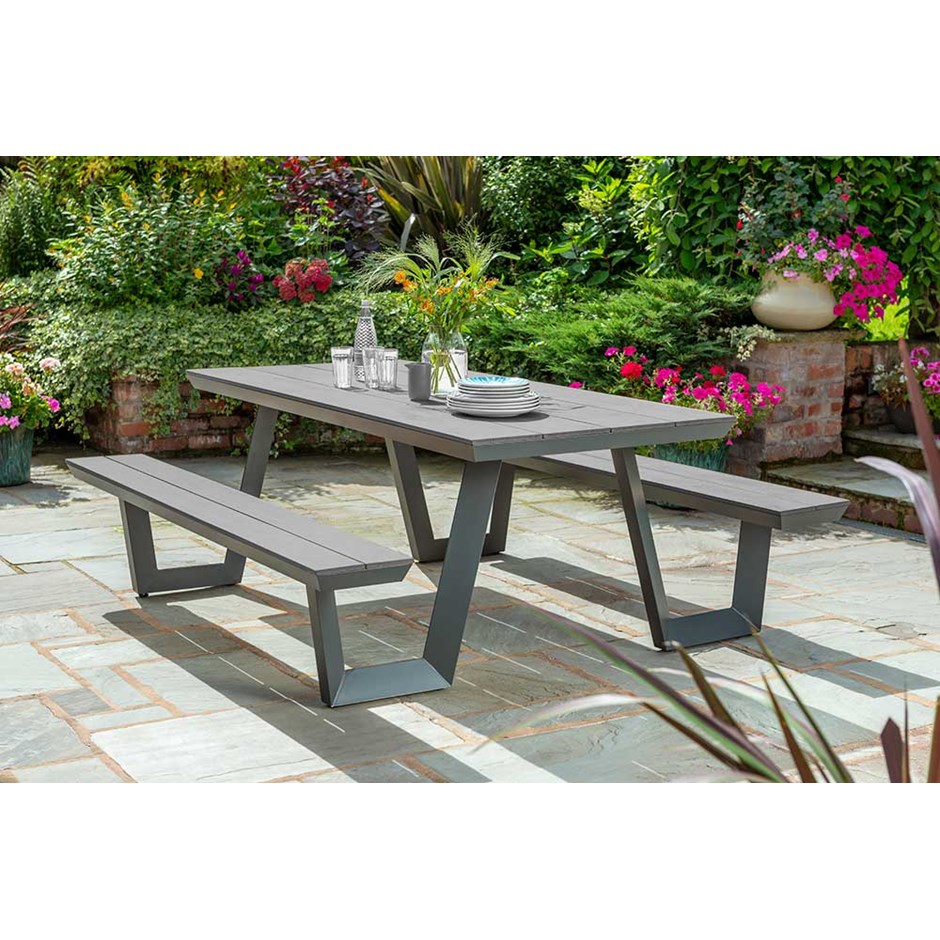 Wembly Wooden Picnic Table in Anthracite Grey by Norfolk Leisure