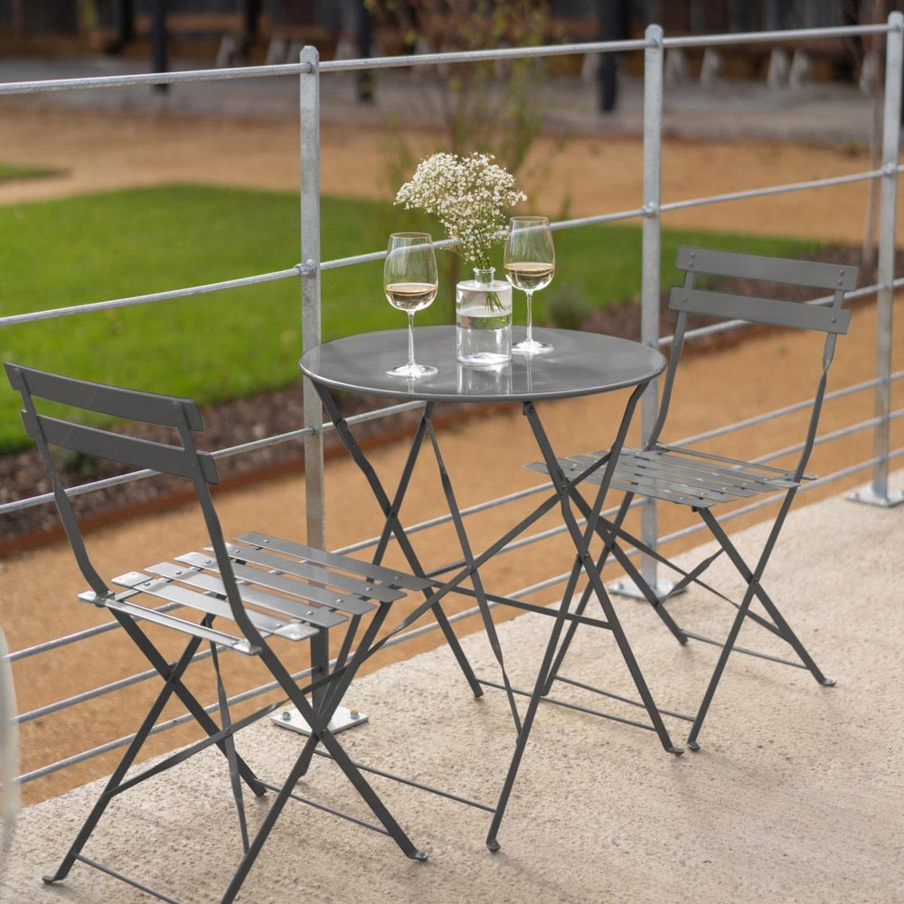 Light Grey Metal Bistro Set By Hectare