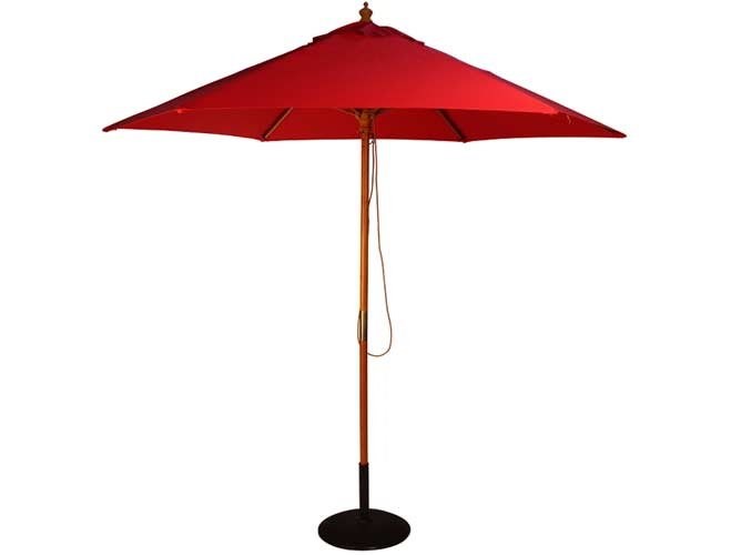 2.5m Wooden Parasol with Pulley in Red