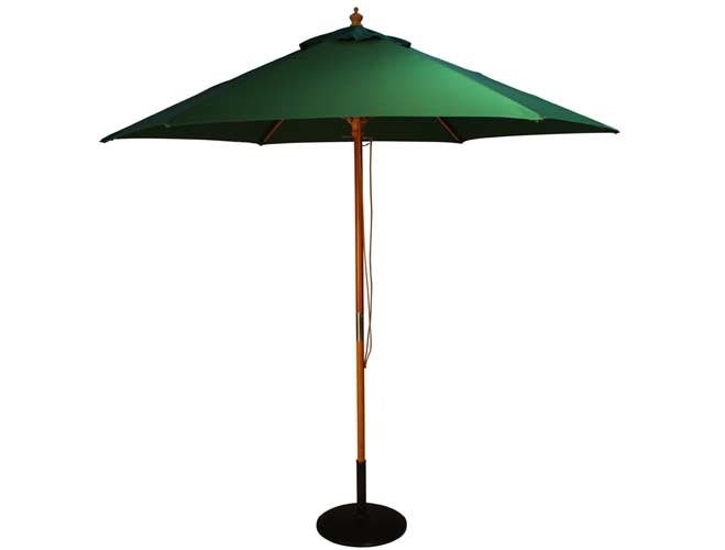 2.5m Wooden Parasol with Pulley in Green