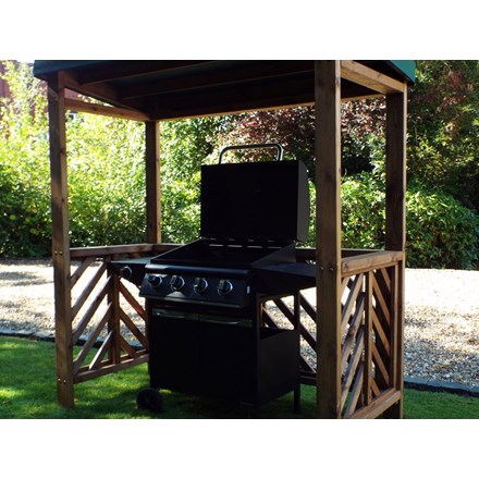 Dorchester Redwood BBQ Shelter with Green Roof Cover by Charles Taylor - 2.5m