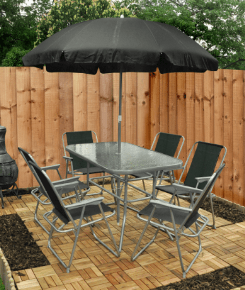 6 Seater Garden Furniture Set with Parasol