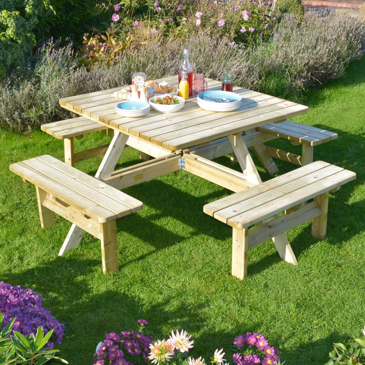 Eight Seater Square Picnic Table by Rowlinson®