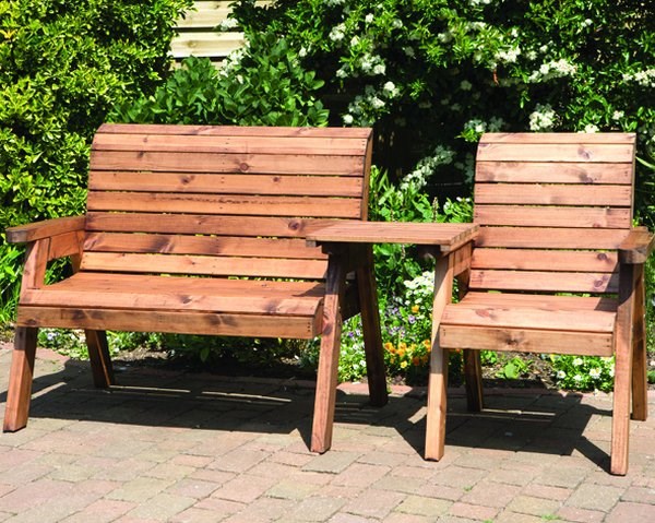Wooden Twin Bench Set Straight