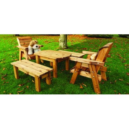 Little Fella's Redwood Childrens' Table with Chairs and Benches