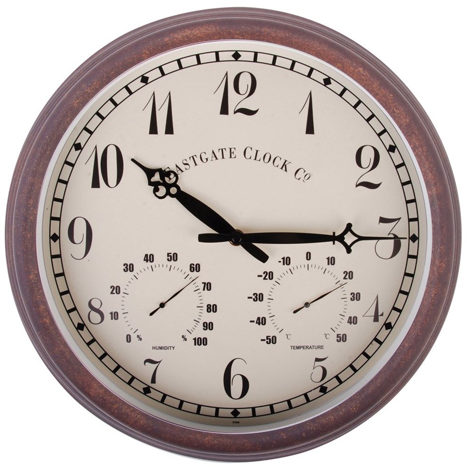 Outdoor Wall Clock & Weather Station, Numerical - 38cm