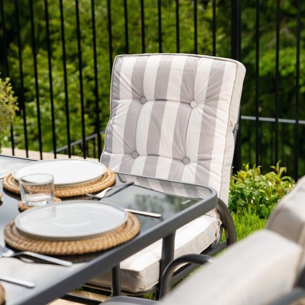 Hadleigh 6 Seater Garden Dining Furniture Set In Grey Stripe By Hectare®