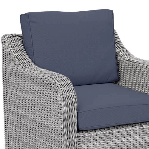 Luxury Rattan Curved Arm Single Armchair in Pebble by Primrose Living