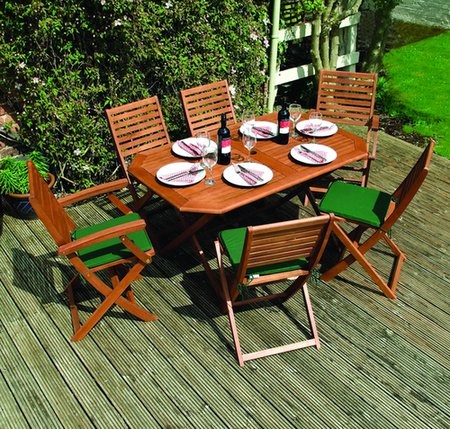 W1.4m (4ft 7in) Plumley 6 Seater Dining Set Hardwood by Rowlinson®
