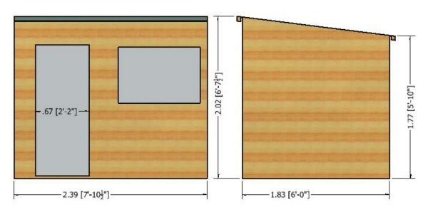 Pent Shiplap Shed 8 x 6ft (244 x 183cm)