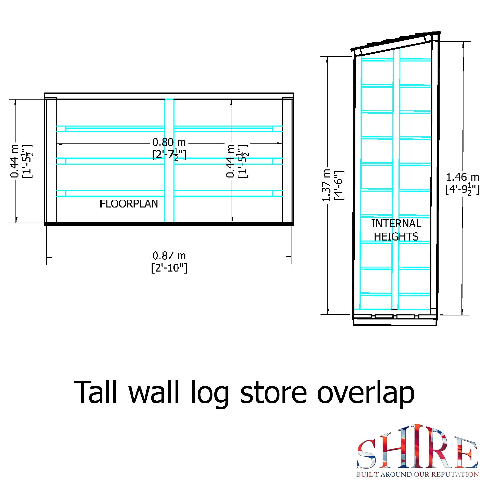 Pressure Treated Tall Wall Log Store Sawn