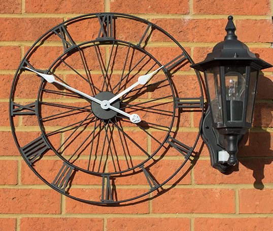 Bicycle Wheel Metal Garden Clock in a Black Painted Finish | About Time™
