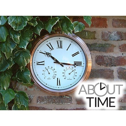 Copper Garden Clock with Thermometer - 37cm (14.6\) - by About Time™"