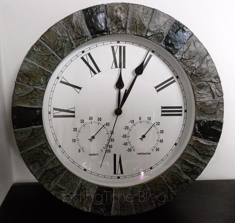 Slate Effect Outdoor Garden Clock w/ Thermometer | About Time™