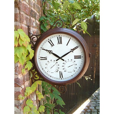 Double Sided Station Garden Clock w/ Thermometer - 38cm (15\) - | About Time™"