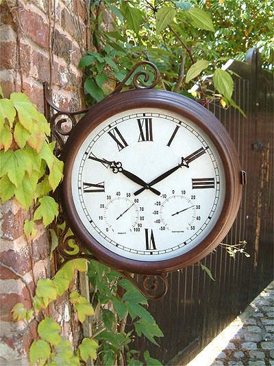 Double Sided Station Garden Clock w/ Thermometer - 38cm (15\) | About Time™