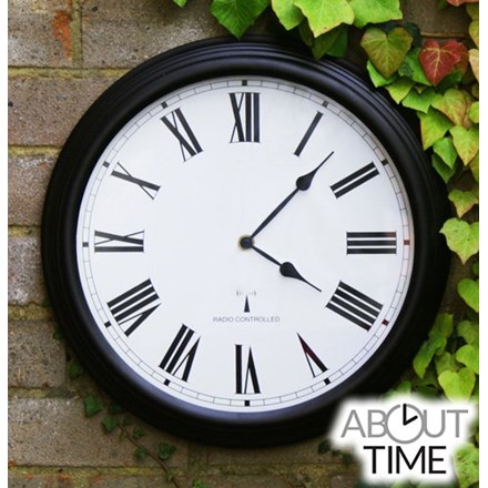 Perfect Time Radio Controlled - 38cm (15\) Outdoor Garden Clock - Black - | About Time™"
