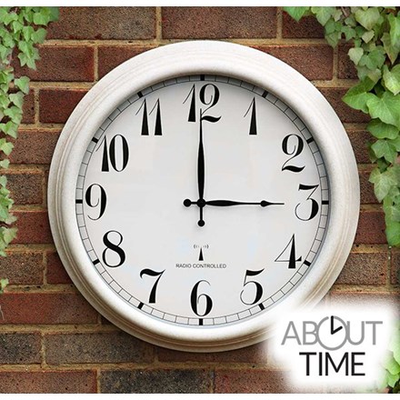 Perfect Time Radio Controlled Outdoor Clock - 57.5 cm (23\) Antique White - | About Time™"