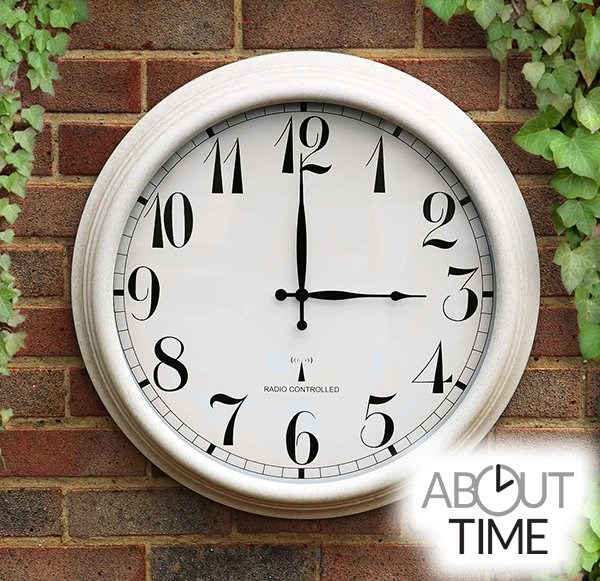 Perfect Time Radio Controlled Outdoor Clock - Antique White | About Time™