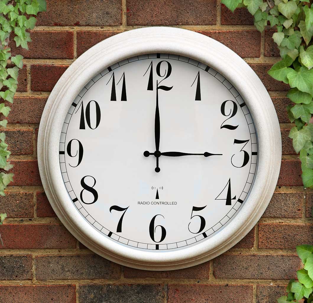 Perfect Time Radio Controlled Outdoor Clock - Antique White | About Time™