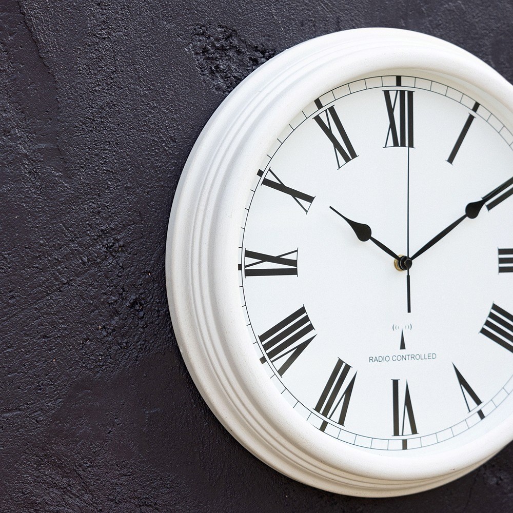 Perfect Time Radio Controlled Outdoor Garden Clock - Antique White | About Time™