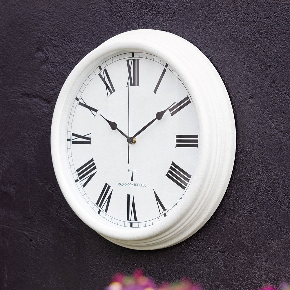 Perfect Time Radio Controlled Outdoor Garden Clock - Antique White | About Time™