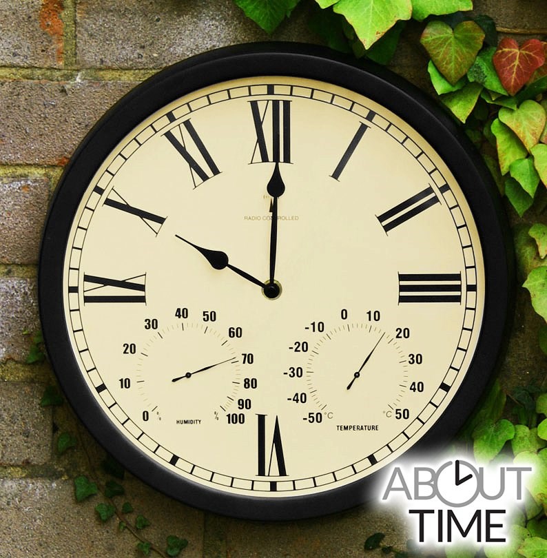 Radio Controlled Outdoor Wall Clock With Humidity & Temperature
