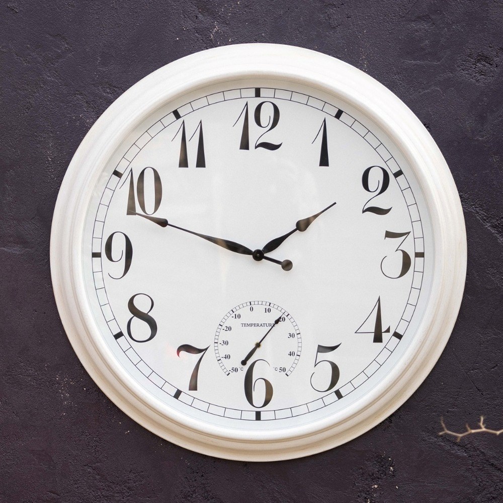 Large Outdoor Wall Clock & Thermometer