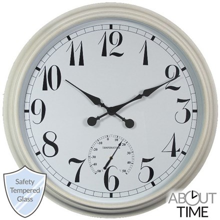 Big Time Outdoor Garden Clock w/ Thermometer - White - 90cm (35.4\) - | About Time™"