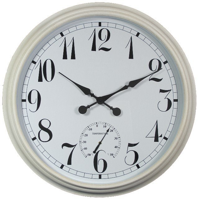 Big Time Outdoor Garden Clock w/ Thermometer - White | About Time™