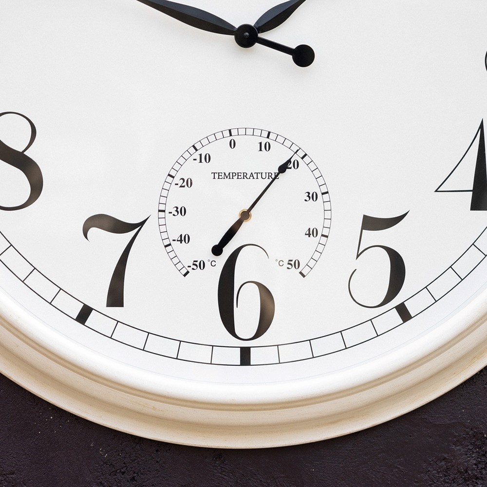 Big Time Outdoor Garden Clock w/ Thermometer - White | About Time™