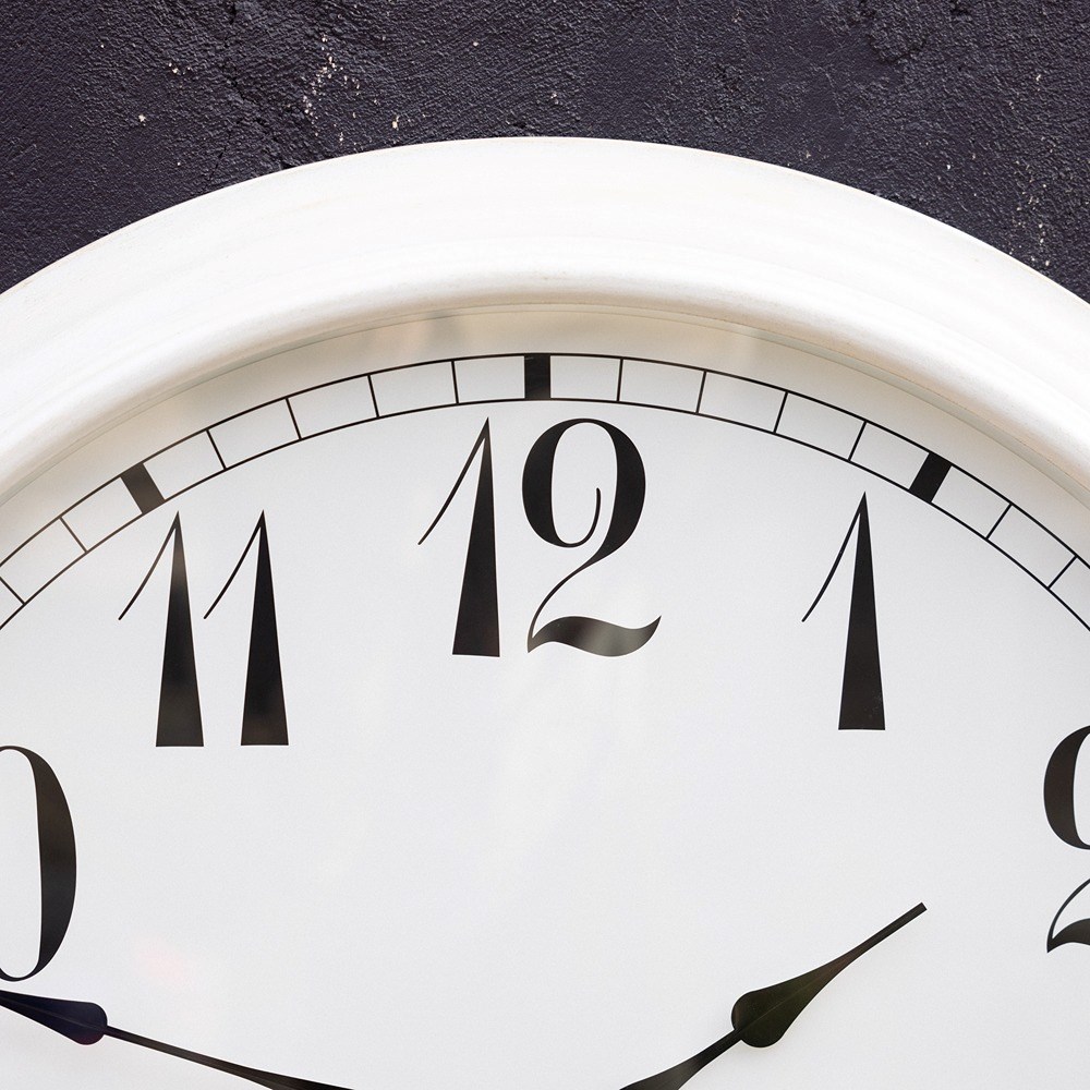 Big Time Outdoor Garden Clock w/ Thermometer - White | About Time™