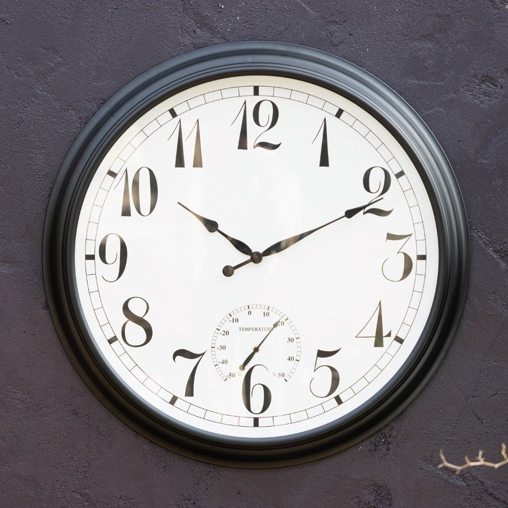 Large Outdoor Wall Clock & Thermometer