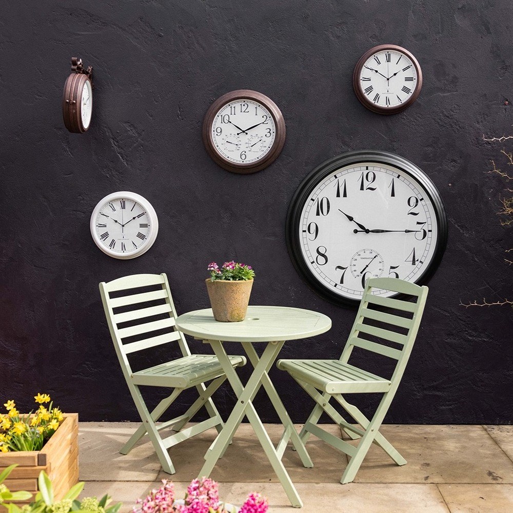 Big Time Outdoor Garden Clock w/ Thermometer - Black | About Time™