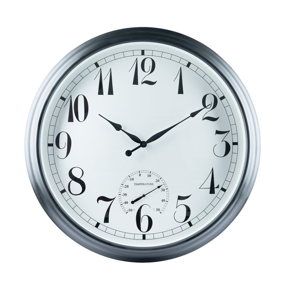 Big Time Outdoor Garden Clock w/ Thermometer - Black | About Time™