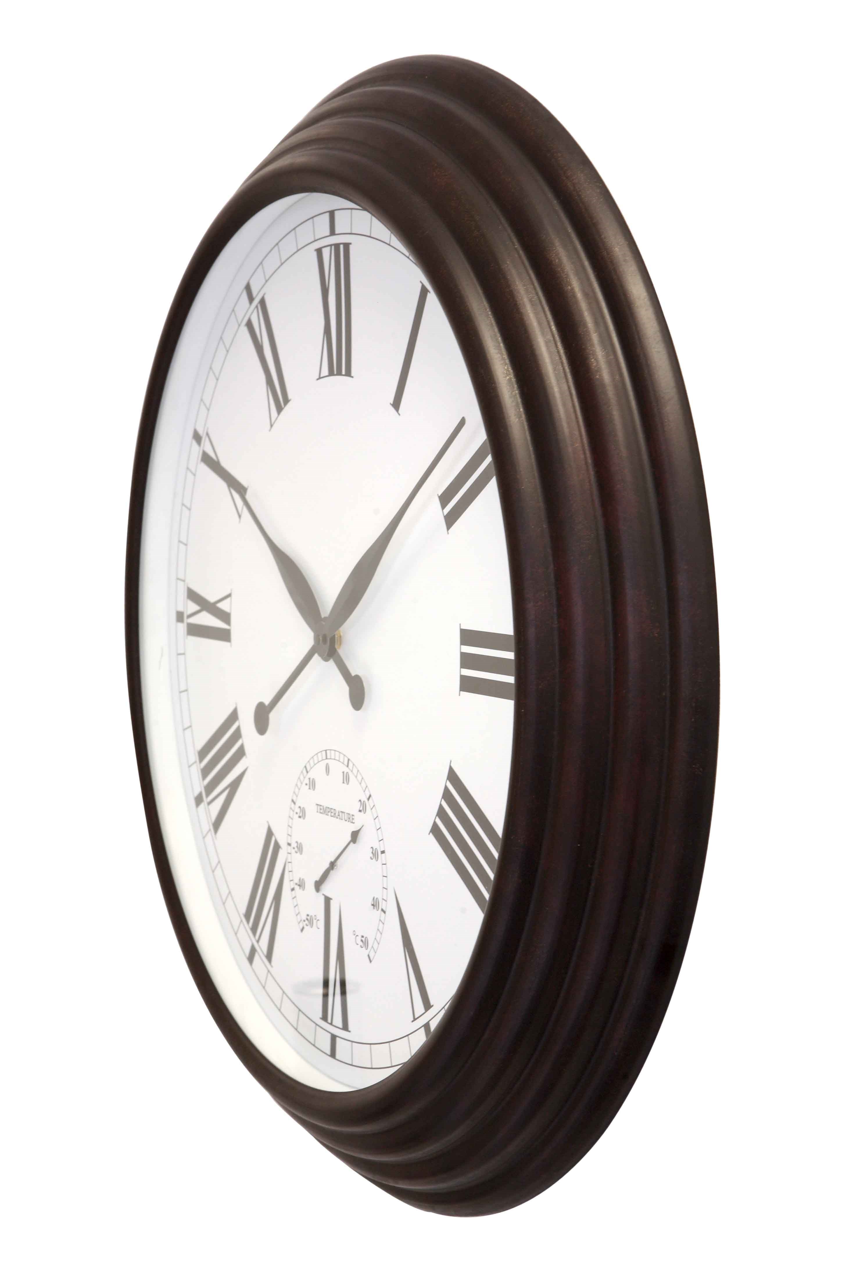 Giant Garden Clock w/ Thermometer - Antique Brown | About Time™