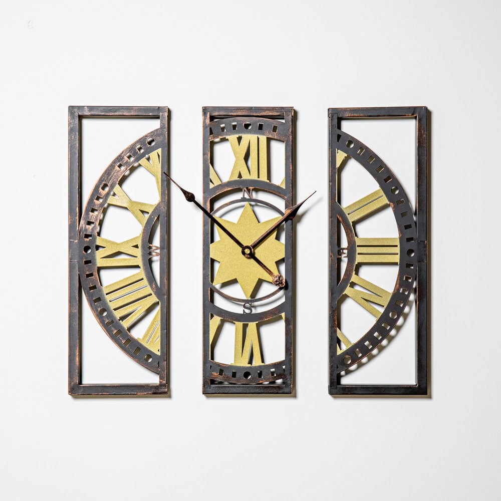 40cm Three Piece Metal World Site Garden Clock - by About Time™