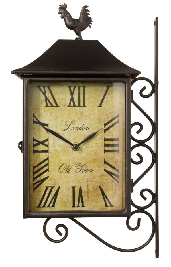 Double Sided Railway Station Cockerel Garden Clock w/ Thermometer | About Time™