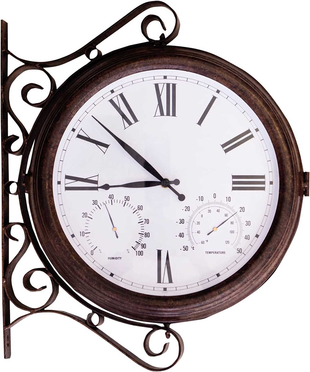 Double Sided Outdoor Clock with Humidity & Temperature Gauge 49.5cm