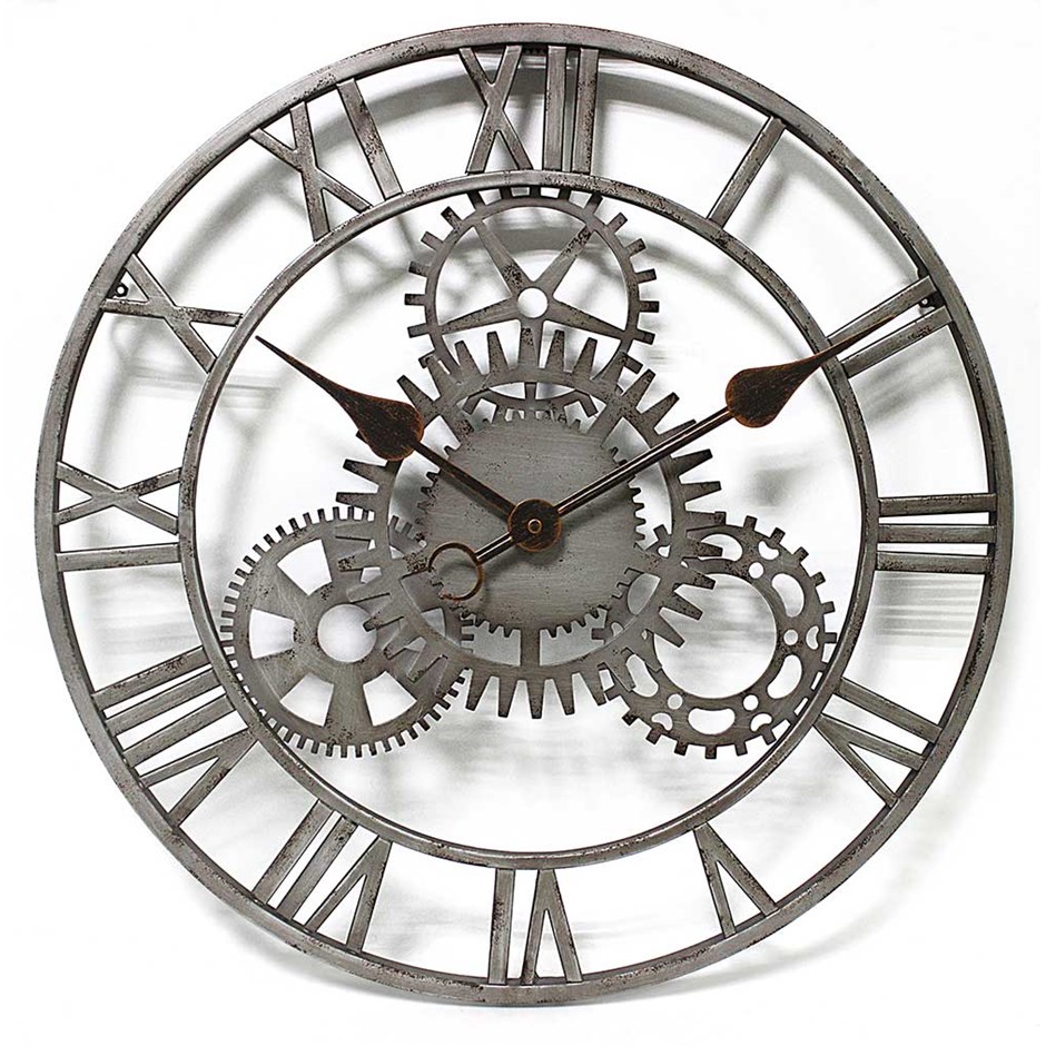 The Cog Outdoor Clock Grey & Gold 50.8cm