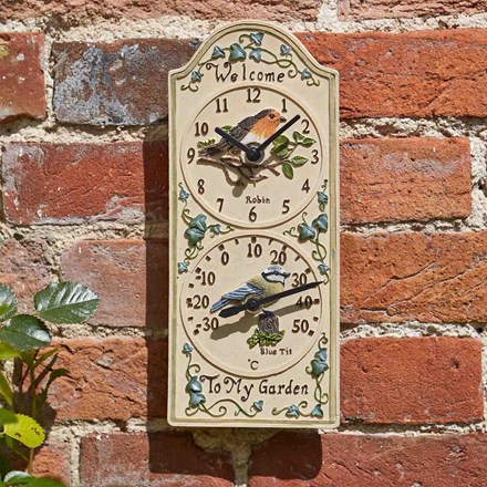Birdberry 12\ Outdoor Wall Clock and Thermometer"
