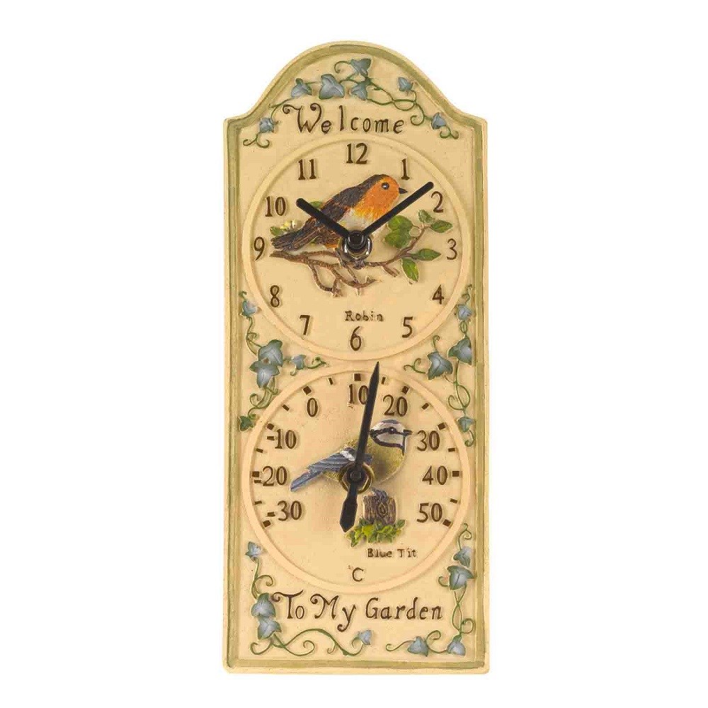 Birdberry 12\ Outdoor Wall Clock and Thermometer