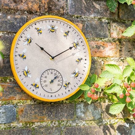 Beez 12\ Outdoor Wall Clock and Thermometer"